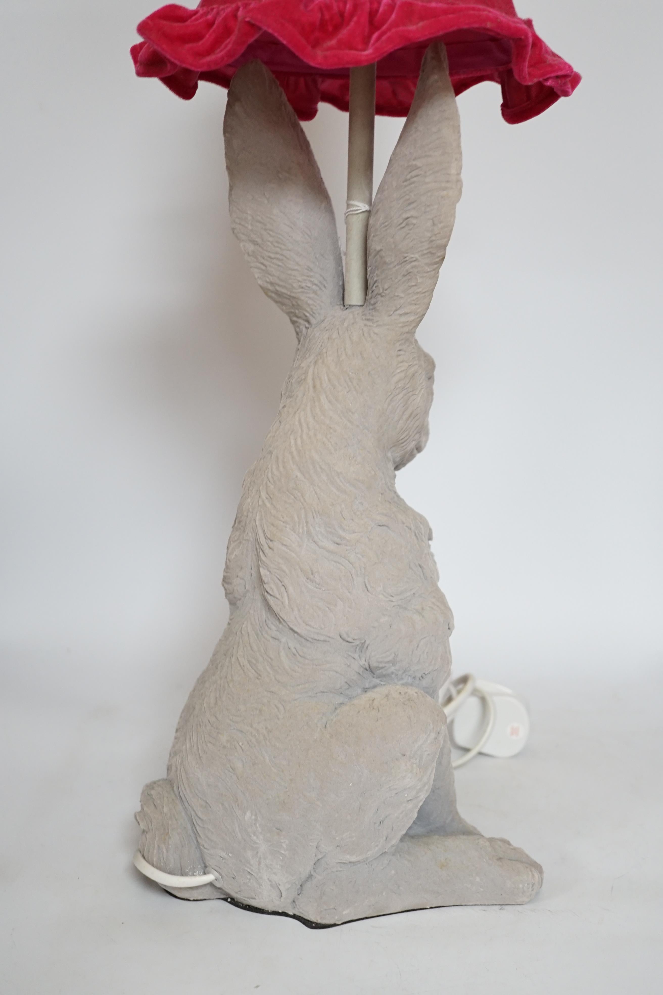 A modern novelty table lamp in the form of a hare, 58cm high